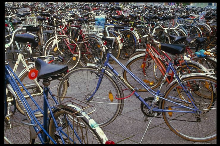 Picture Of Bicycles At The Train Station In Germany