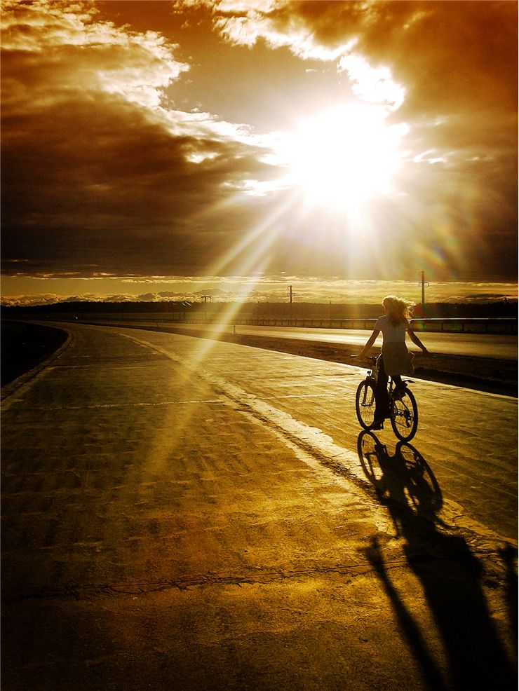 Picture Of Cycling On Sunset